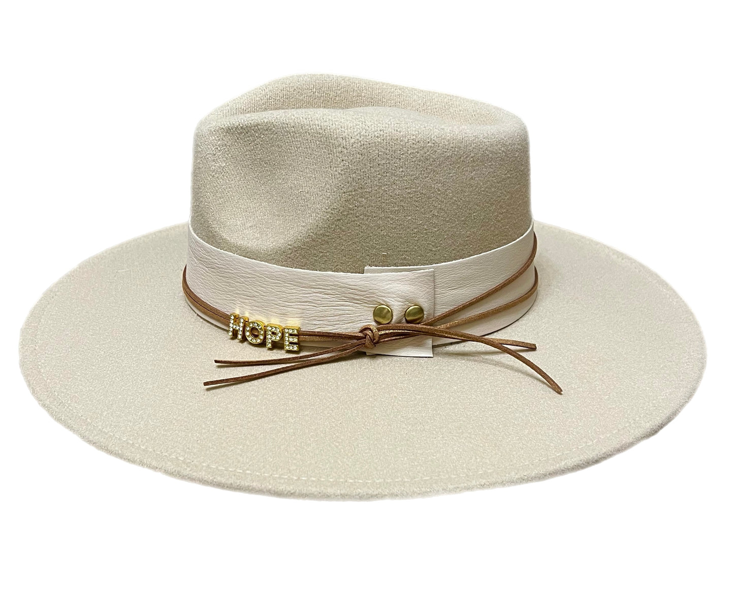 Hats for HOPE Taupe Rancher w/ Salt Wide Leather Band
