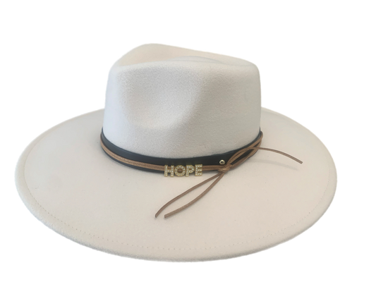 Hats for HOPE Winter White Rancher w/ Classic Black Band
